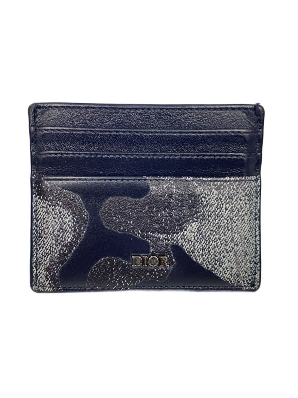 Christian Dior Card Case Wallet Cowhide Leather Black